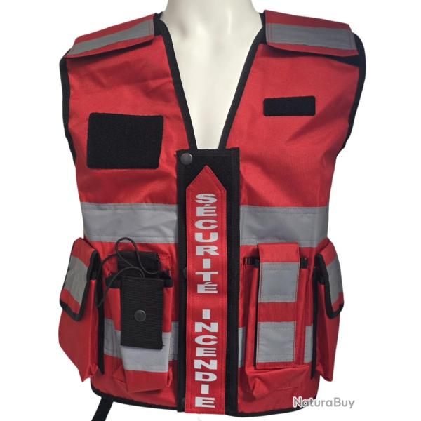 Gilet haute visibilit� SECURITE INCENDIE Rouge