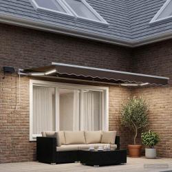 Auvent r&eacute;tractable Taupe 350 x 250 cm Tissu et Aluminium