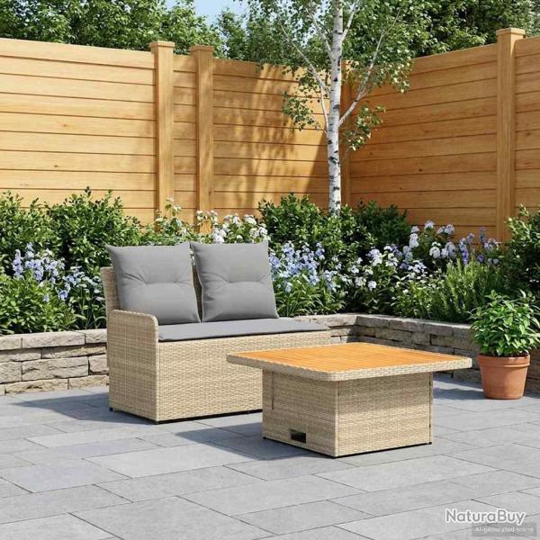 Canap� de jardin avec accoudoirs et table relevable 2 Pi�ce
