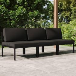 Canap&eacute; de jardin 3 places avec coussins Aluminium Anthracite