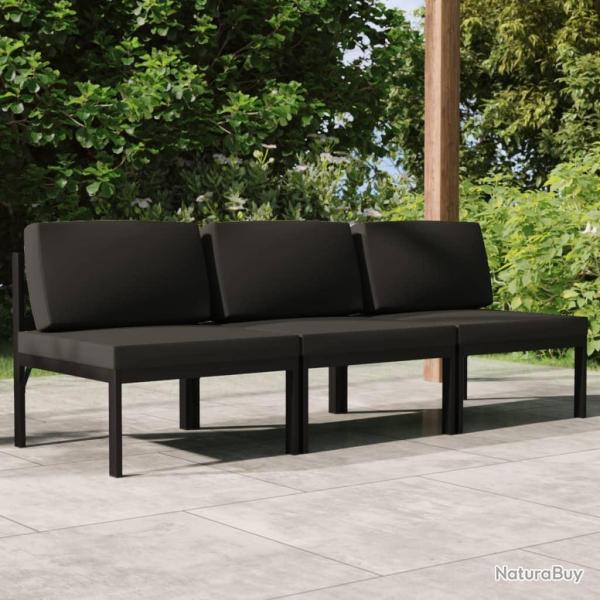 Canap� de jardin 3 places avec coussins Aluminium Anthracite