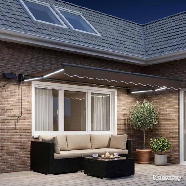 Store r�tractable manuel avec LEDs Taupe