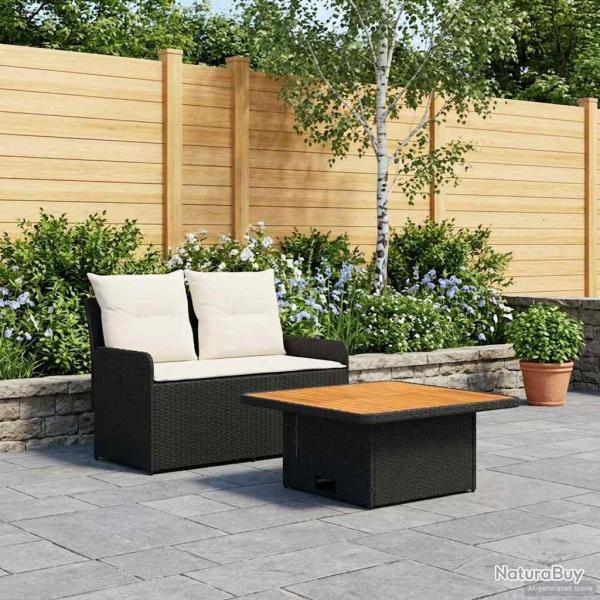 Canap� de jardin avec accoudoirs et table relevable 2 Pi�ce