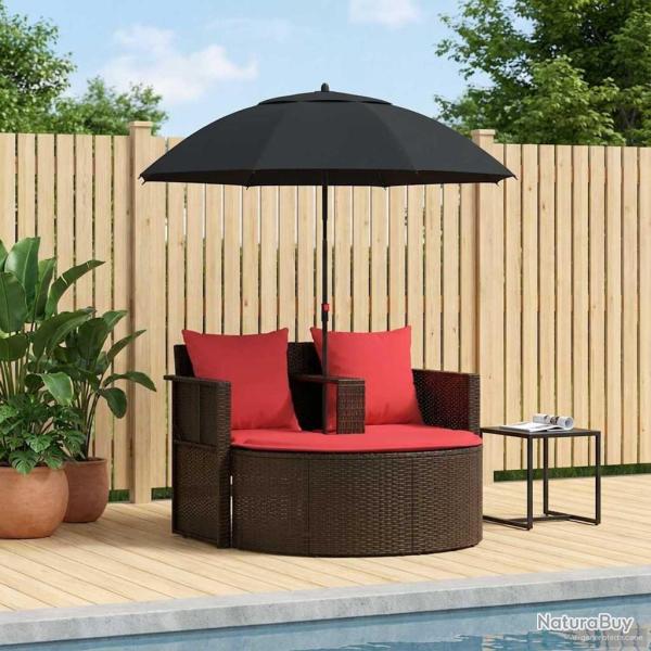 Canap� de jardin Marron et rouge 168 x 168 x 180 cm polyrotin