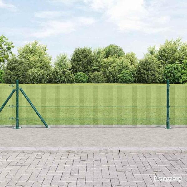 Cl�ture en fil soud� avec base en b�ton 100 x 0,6 m Vert Maille