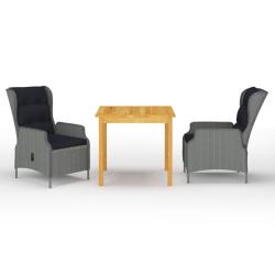 Ensemble &agrave; manger de jardin 3 pcs Gris clair