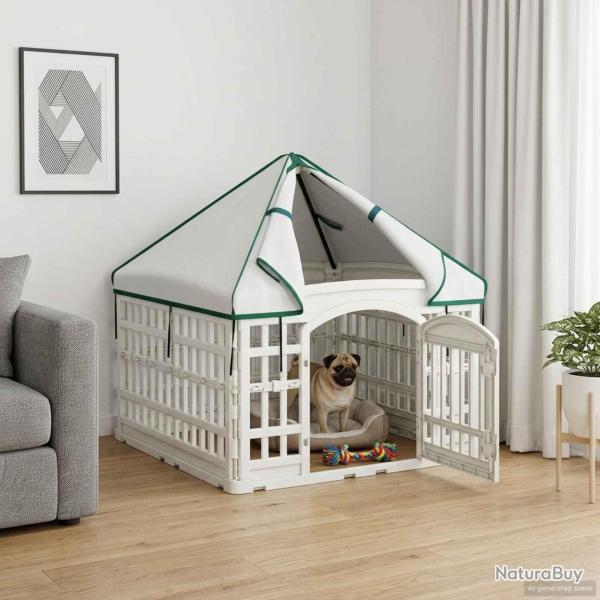 Panneau de jeu pour chien 4 panneaux avec toit 88 x 88 x 112 cm