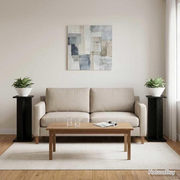Support de Plante 2 pcs Ch�ne Noir 25 x 25,5 x 60,5 cm