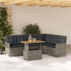 Salon de jardin 2 pcs avec coussins Gris R&eacute;sine tress&eacute;e