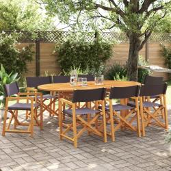 Chaises pliables de jardin lot de 8 gris fonc&eacute; tissu