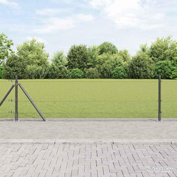 Cl�ture en fil soud� avec base en b�ton 25 x 0,5 m Gris Maille