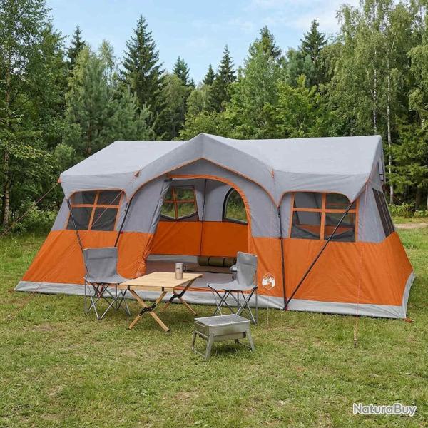 Tente familiale avec toit Gris et orange 487 x 340 x 216 cm