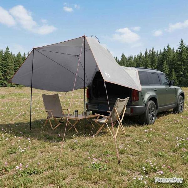 Tente de voiture Gris et orange 350 x 250 cm Polyester et Acier