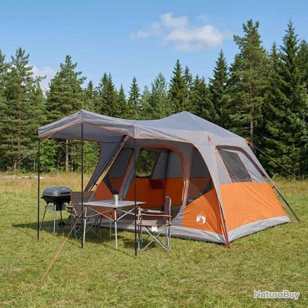 Tente familiale avec toit Gris et orange 305 x 275 x 190 cm