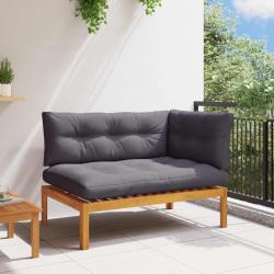 Unit&eacute; de canap&eacute; d'angle Gris Naturel et Fonc&eacute; Bois d'acacia
