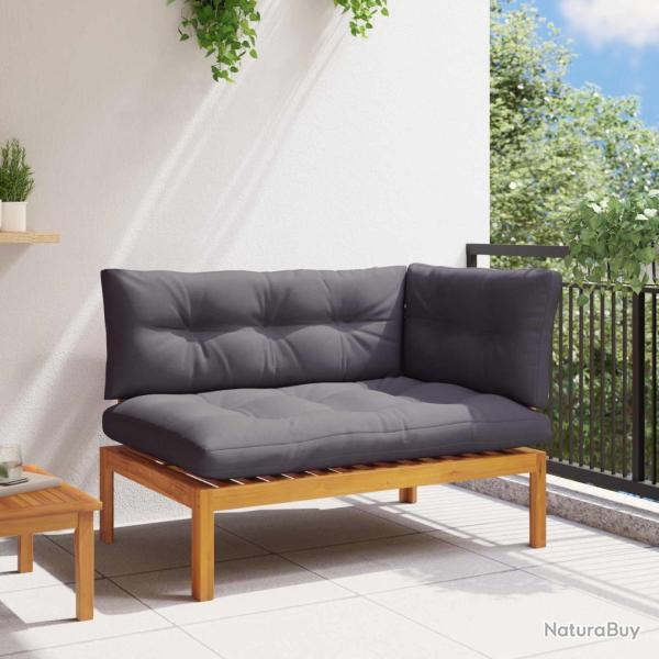 Unit� de canap� d'angle Gris Naturel et Fonc� Bois d'acacia