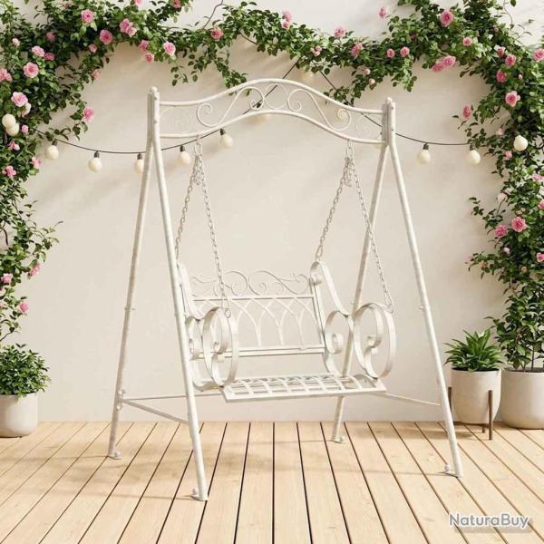 Banc Balan�oire Acier 113 x 121,5 x 168 cm Blanc antique