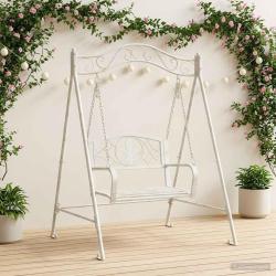Banc Balan&ccedil;oire Acier 113 x 121,5 x 168 cm Blanc antique