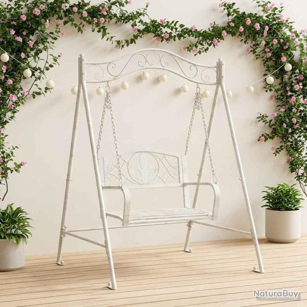 Banc Balan�oire Acier 113 x 121,5 x 168 cm Blanc antique