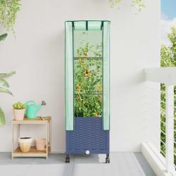 Jardini&egrave;re de jardin avec couverture de serre et roues PP
