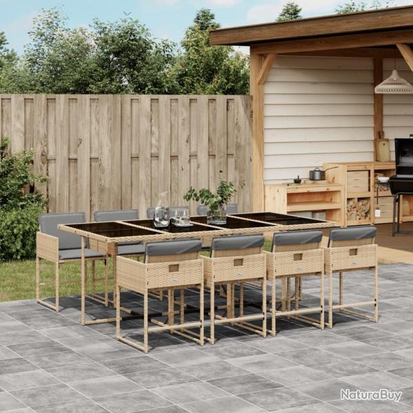 Ensemble � manger de jardin et coussins 9 pcs m�lange beige
