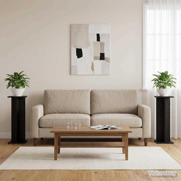Support de Plante 2 pcs Ch�ne Noir 25 x 25,5 x 80,5 cm