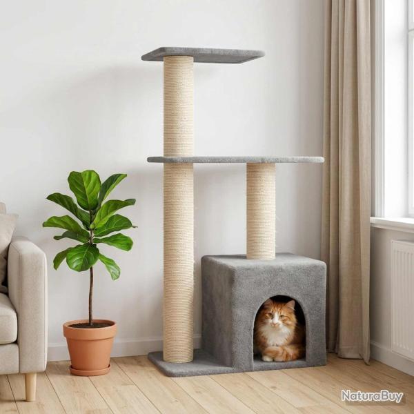 Arbre � chat avec poteaux � griffer en sisal Gris clair 133 cm
