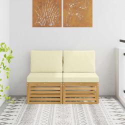 2 Pi&egrave;ce Sofa de milieu ext&eacute;rieur Bois d'Acacia Massif Blanc