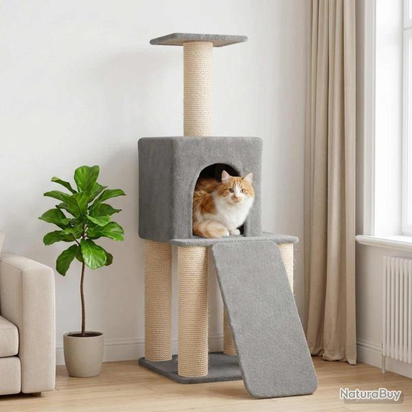 Arbre � chat avec poteaux � griffer en sisal Gris clair 146 cm