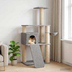 Arbre &agrave; chat avec poteaux &agrave; griffer en sisal Gris clair 173 cm
