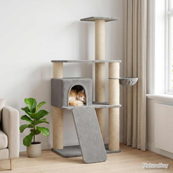 Arbre � chat avec poteaux � griffer en sisal Gris clair 173 cm