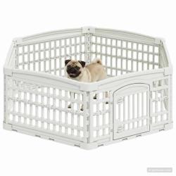 Parc de Jeu pour Chiens &agrave; 6 Panneaux 122 x 106,5 x 40 cm Blanc