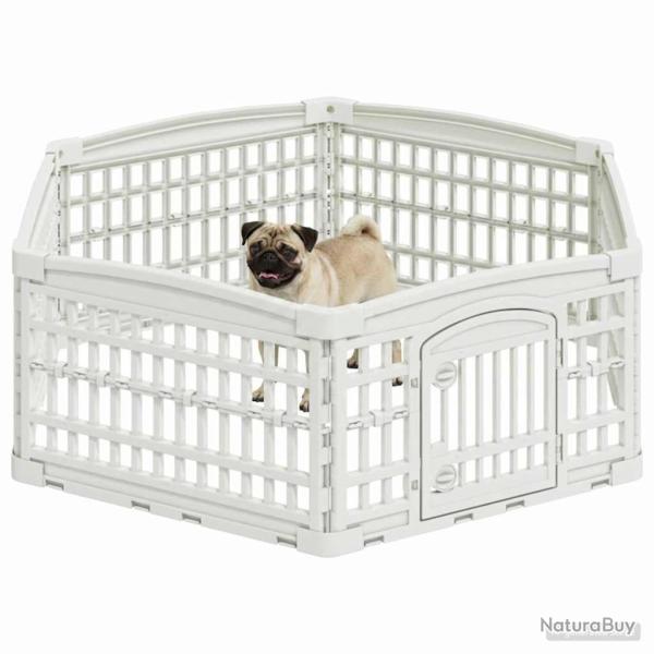 Parc de Jeu pour Chiens � 6 Panneaux 122 x 106,5 x 40 cm Blanc