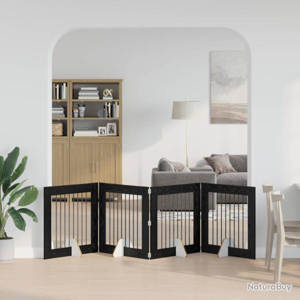 Porte de chien pliable avec supports 4 pcs Ch�ne noir 321 cm
