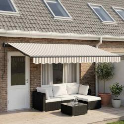 Auvent r&eacute;tractable Gris clair et blanc 400 &times; 350 cm