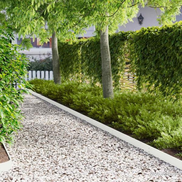 Bordure de Pelouse 10 pcs 103 x 10 cm Acier Blanc