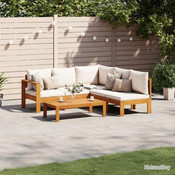 Salon de jardin avec coussins 4 pcs bois d'acacia massif