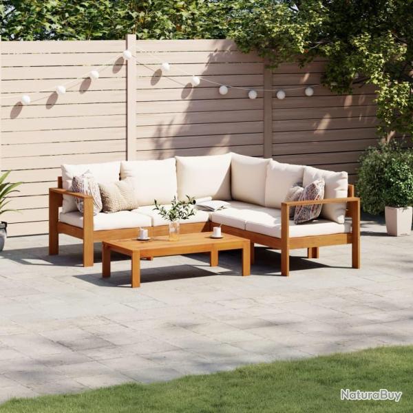 Salon de jardin avec coussins 4 pcs bois d'acacia massif