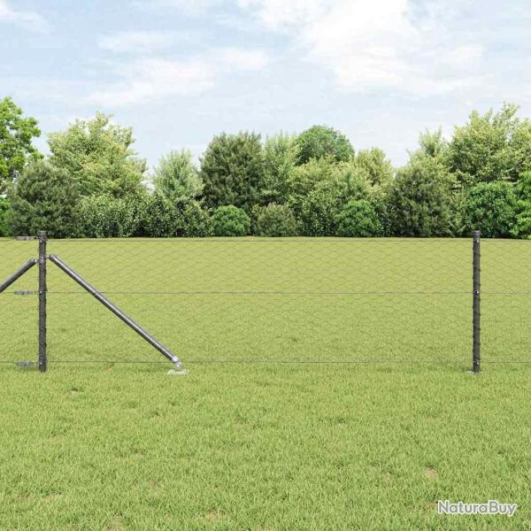 Cl�ture hexagonale avec poteau 10 x 0,6 m Gris Maille
