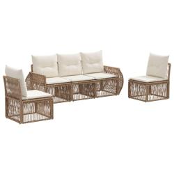 Ensemble de canap&eacute; de jardin 5 pcs Beige et blanc cr&egrave;me
