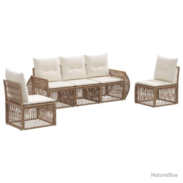 Ensemble de canap� de jardin 5 pcs Beige et blanc cr�me