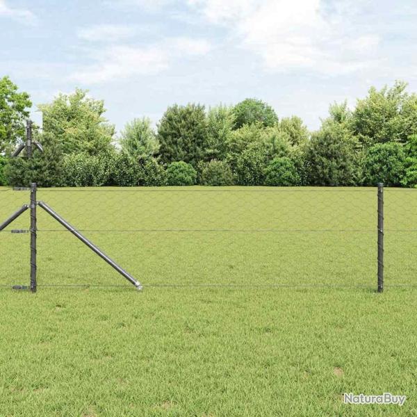 Cl�ture hexagonale avec poteau 10 x 0,6 m Gris Maille