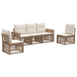 Ensemble de canap&eacute; de jardin 5 pcs Beige et blanc cr&egrave;me