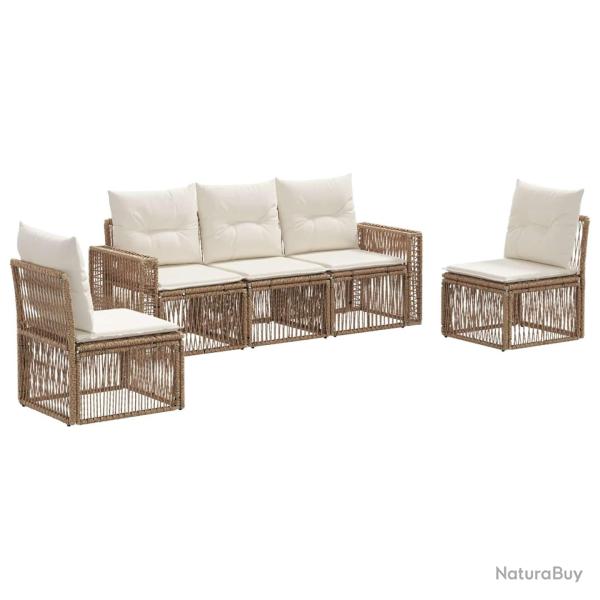 Ensemble de canap� de jardin 5 pcs Beige et blanc cr�me