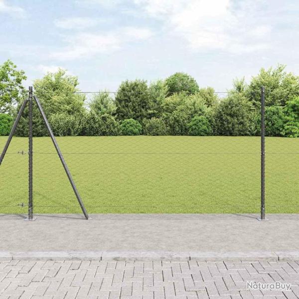 Cl�ture hexagonale avec base en b�ton 25 x 1,5 m Gris Maille