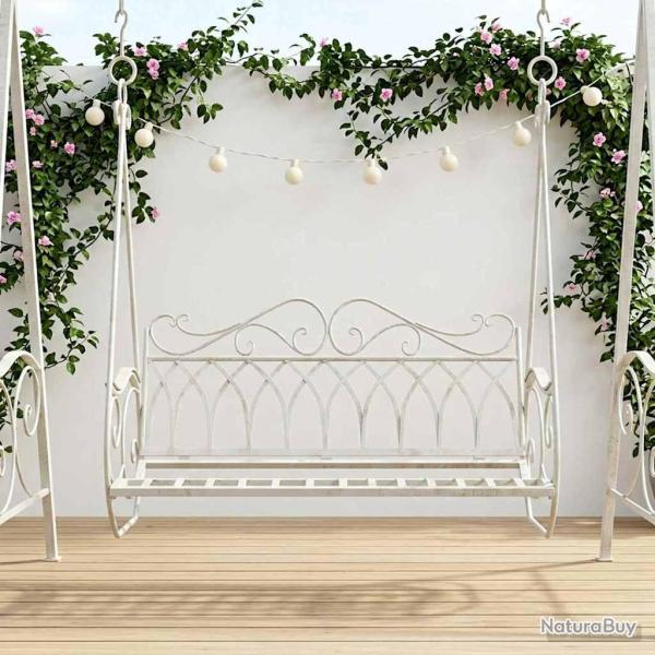 Banc Balan�oire Acier 112 x 60 x 126,5 cm Blanc antique