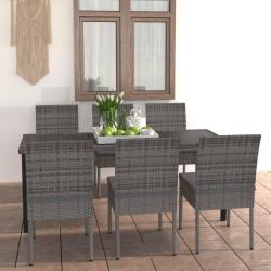 Ensemble &agrave; manger de jardin 7 pcs R&eacute;sine tress&eacute;e Gris