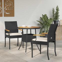 Chaises de jardin avec coussin 2 pcs Noir et blanc cr&egrave;me
