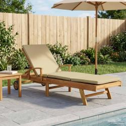 Chaise longue avec coussin 100% Polyester Teck Solide