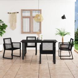Ensemble &agrave; manger d'ext&eacute;rieur 5 pcs Rotin PVC Noir